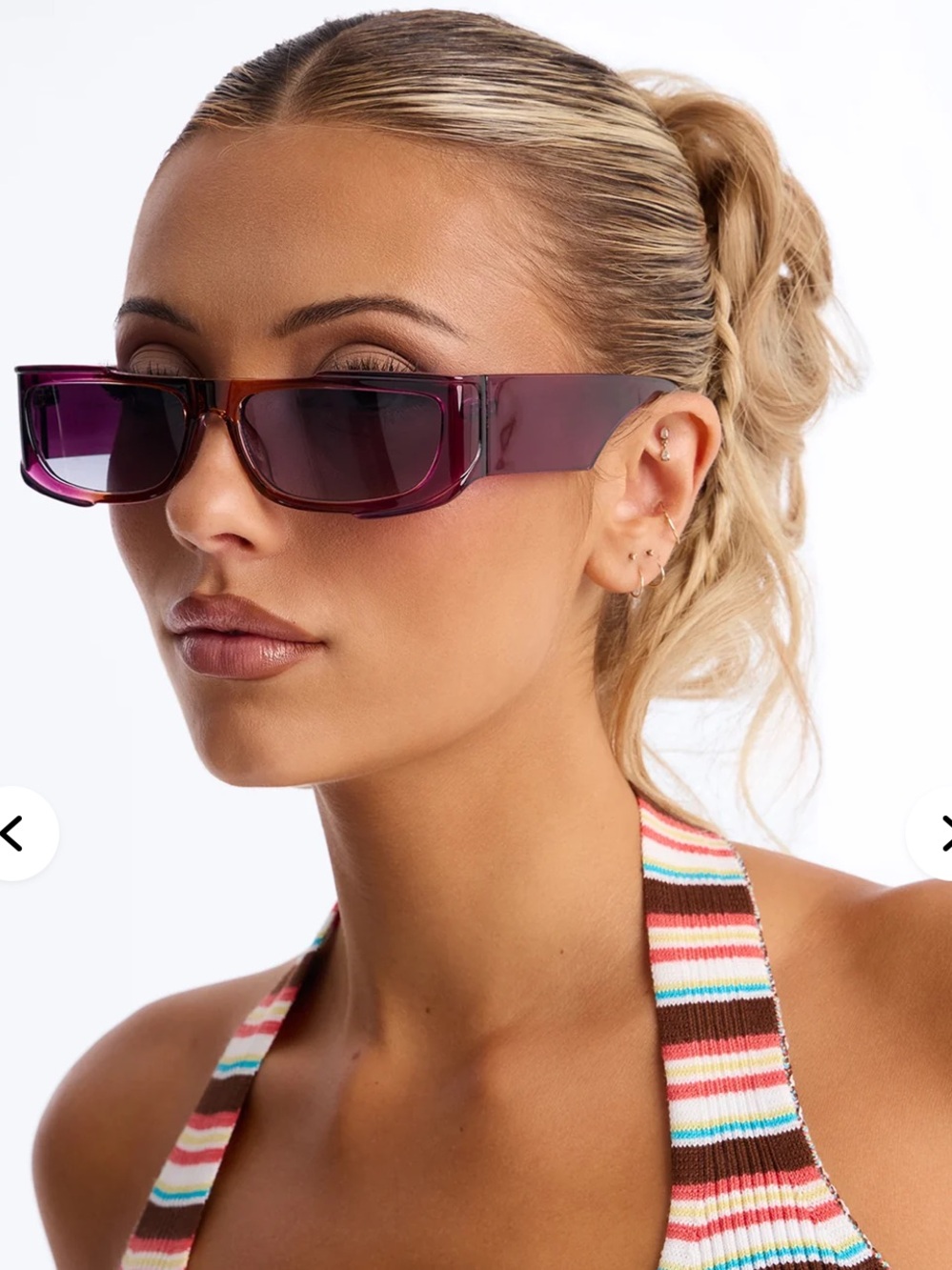 NWT Women’s sunglasses. Purple/orange rectangular with UV protection